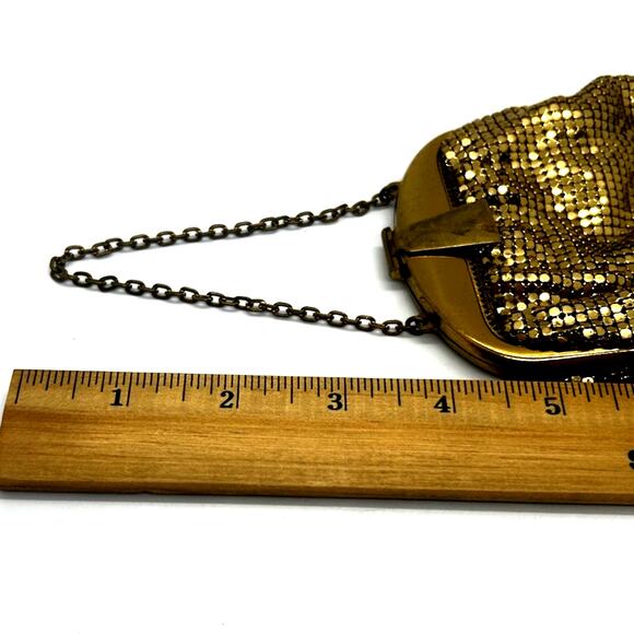 Vintage Whiting And Davis Purse Gold Mesh Art Deco Handbag Clutch Evening Bag US - Picture 8 of 8
